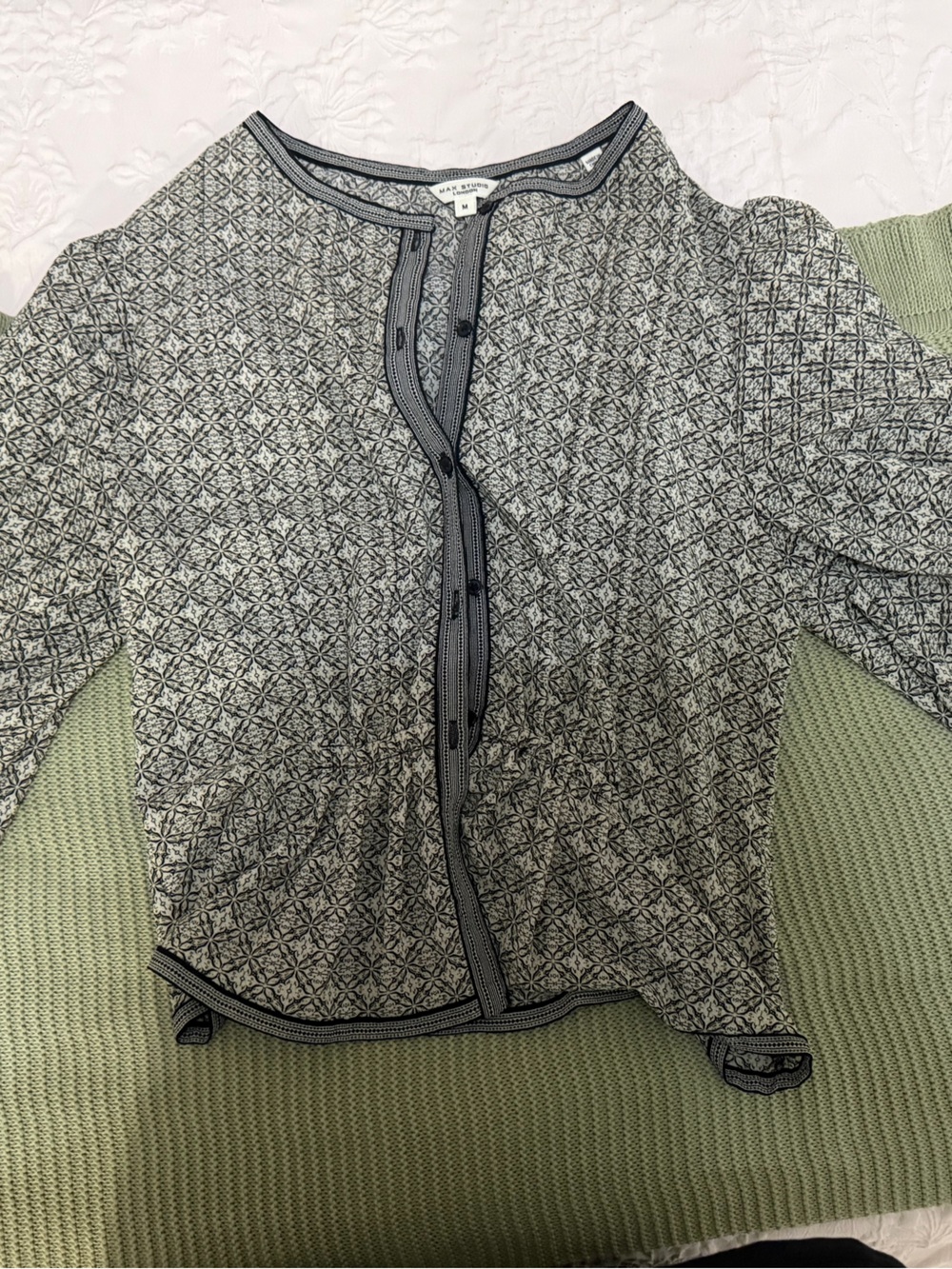 Max Studio Gray Patterned Zip Cardigan Jacket